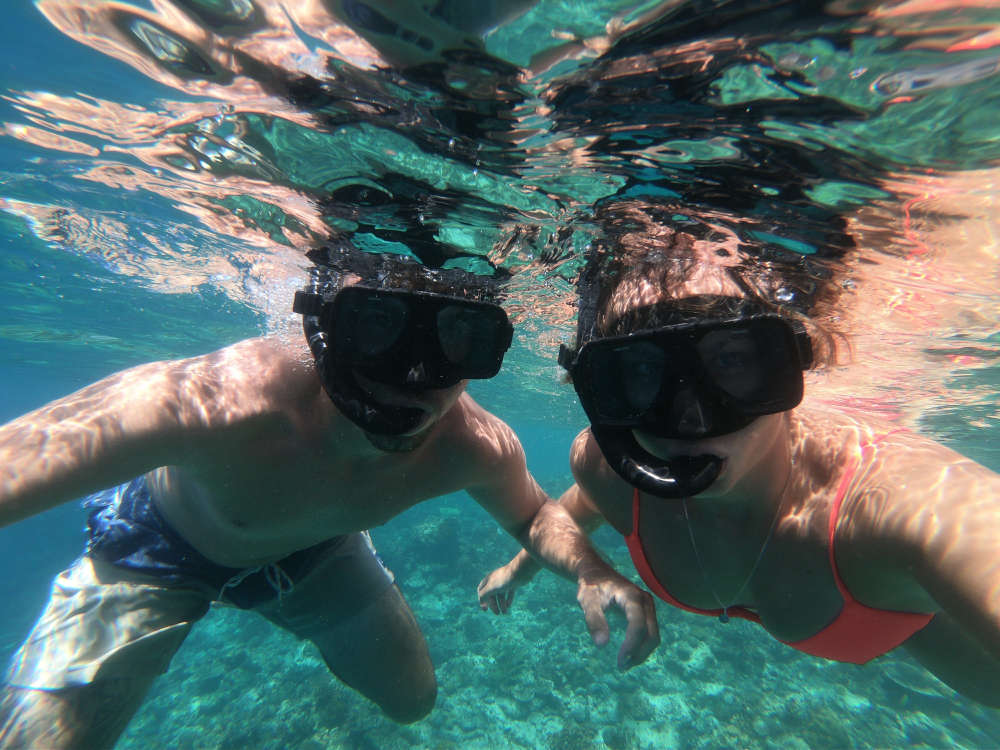 Dani and Tasha snorkling
