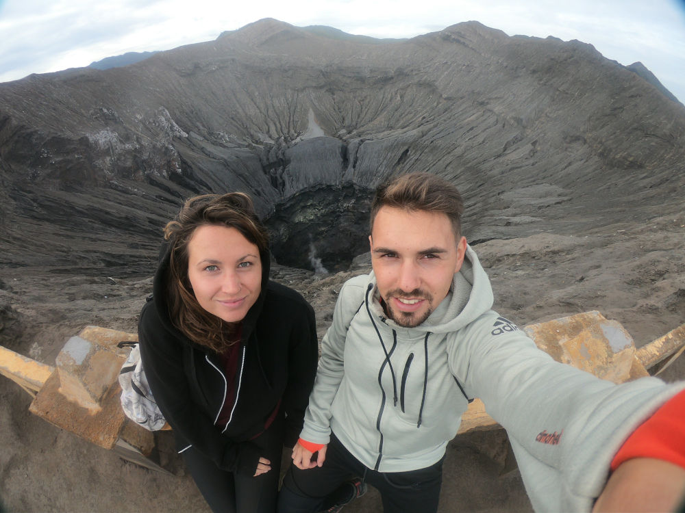 Dani and Tasha on top of volcano